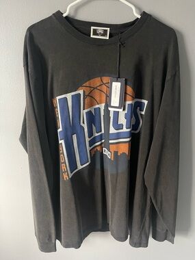 Kith Black New York Knicks Graphic Long Sleeve Tee